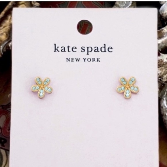 NWT Kate Spade Gleaming Gardenia Aqua Marine Earrings - Picture 1 of 12